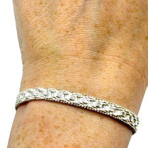Sterling Silver Made In Italy Woven Bolo Bracelet Adjustable Statement Fits All